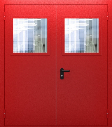 Двупольная противопожарная дверь со стеклом ДПМО 02/60 (EI 60) — №02 (NEW)