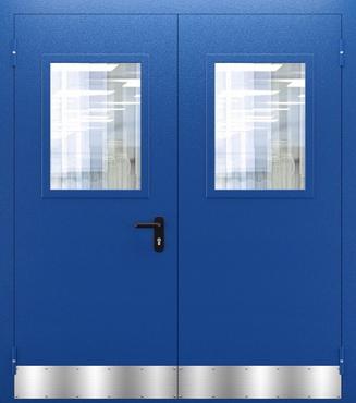Двупольная противопожарная дверь со стеклом и отбойником ДПМО 02/60 (EI 60) — №02 (NEW)