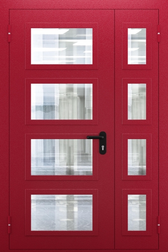 Полуторопольная противопожарная дверь со стеклом с импостами ДПМО 02/60 (EIW 60) — №02 (NEW)