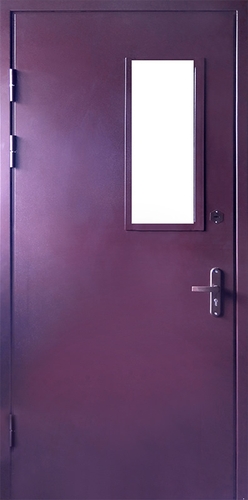 Однопольная техническая дверь со стеклопакетом 3 петли — 004