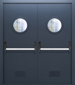 Двупольная дверь МДФ со стеклом, вентиляцией и ручкой Антипаника ДПМО 02/60 (EI 60) — №03 (NEW)