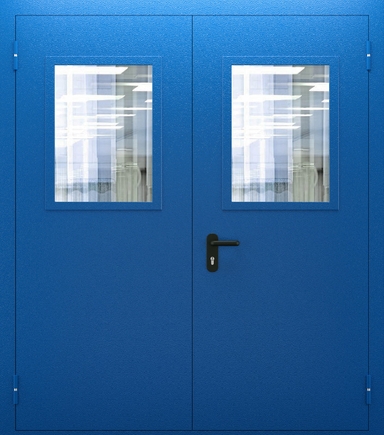 Двупольная противопожарная дверь со стеклом ДПМО 02/60 (EI 60) — №03 (NEW)