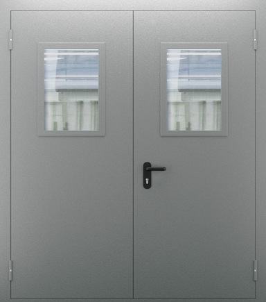Двупольная противопожарная дверь со стеклом ДПМО 02/60 (EI 60) — №04 (NEW)