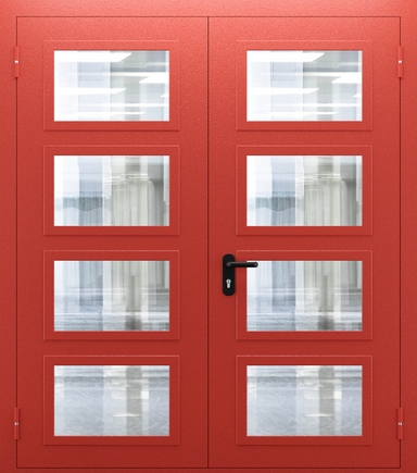Двупольная противопожарная дверь со стеклом с импостами ДПМО 02/60 (EIW 60) — №02 (NEW)