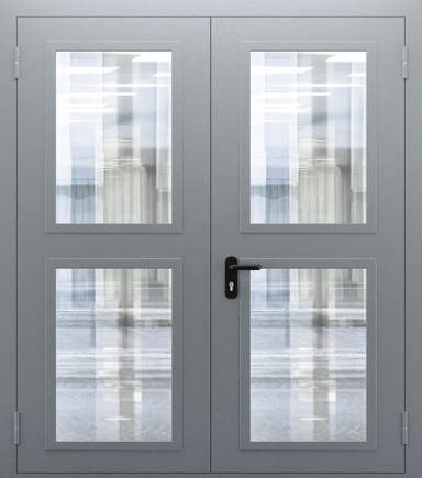 Двупольная противопожарная дверь со стеклом с импостами ДПМО 02/60 (EIW 60) — №06 (NEW)