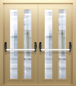 Двупольная дверь со стеклом и системой Антипаника ДПМО 02/60 (EIW 60) — №01 (NEW)