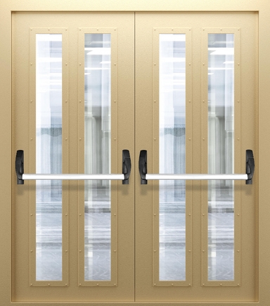 Двупольная дверь со стеклом и системой Антипаника ДПМО 02/60 (EIW 60) — №01 (NEW)
