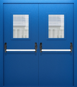 Двупольная дверь со стеклом и системой Антипаника ДПМО 02/60 (EI 60) — №01 (NEW)