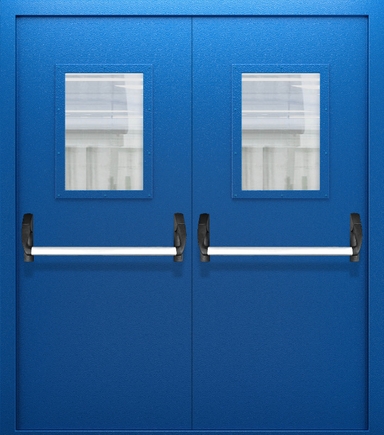 Двупольная противопожарная дверь со стеклом и системой Антипаника ДПМО 02/60 (EI 60) — №01 (NEW)