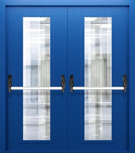 Двупольная дверь со стеклом и системой Антипаника ДПМО 02/60 (EIW 60) — №03 (NEW)