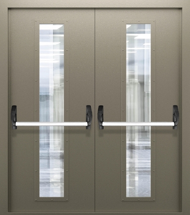 Двупольная дверь со стеклом и системой Антипаника ДПМО 02/60 (EIW 60) — №04 (NEW)