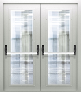 Двупольная дверь со стеклом и системой Антипаника ДПМО 02/60 (EIW 60) — №05 (NEW)