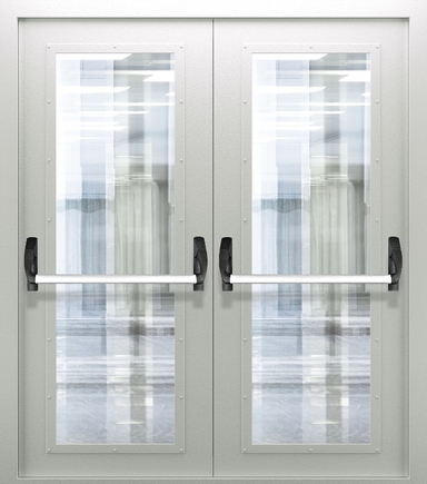 Двупольная дверь со стеклом и системой Антипаника ДПМО 02/60 (EIW 60) — №05 (NEW)