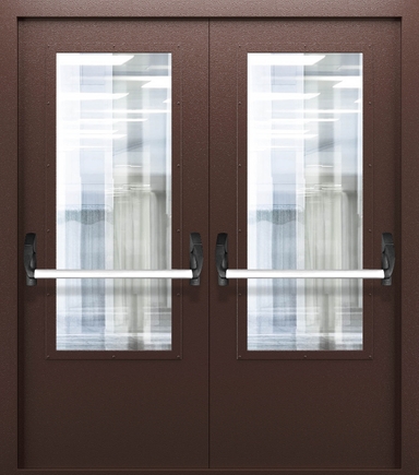 Двупольная противопожарная дверь со стеклом и системой Антипаника ДПМО 02/60 (EIW 60) — №07 (NEW)