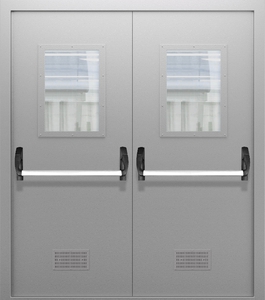 Двупольная дверь со стеклом и системой Антипаника ДПМО 02/60 (EI 60) — №07 (NEW)