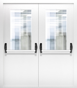 Двупольная дверь со стеклом и системой Антипаника ДПМО 02/60 (EIW 60) — №08 (NEW)