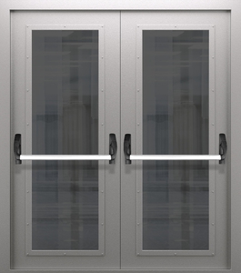 Двупольная дверь со стеклом и системой Антипаника ДПМО 02/60 (EIW 60) — №09 (NEW)
