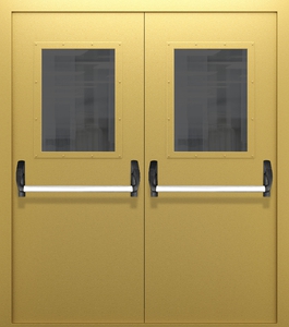 Двупольная дверь со стеклом и системой Антипаника ДПМО 02/60 (EIW 60) — №10 (NEW)