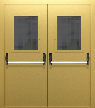 Двупольная дверь со стеклом и системой Антипаника ДПМО 02/60 (EIW 60) — №10 (NEW)