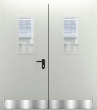 Двупольная дверь со стеклом и отбойником ДПМО 02/60 (EI 60) — №04 (NEW)