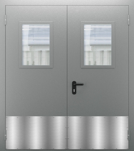 Двупольная дверь со стеклом и отбойником ДПМО 02/60 (EI 60) — №05 (NEW)