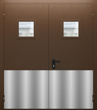 Двупольная дверь со стеклом и отбойником ДПМО 02/60 (EI 60) — №06 (NEW)