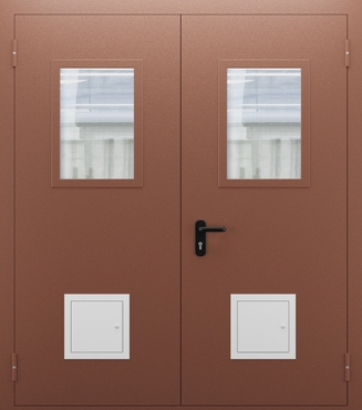 Двупольная противопожарная дверь со стеклом и стыковочным узлом ДПМО 02/60 (EI 60) — №04 (NEW)