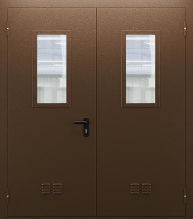 Двупольная противопожарная дверь со стеклом и вентиляцией ДПМО 02/60 (EI 60) — №09 (NEW)