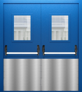 Двупольная дверь со стеклом, отбойником и системой Антипаника ДПМО 02/60 (EI 60) — №01 (NEW)