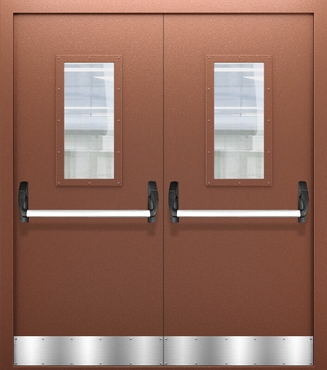 Двупольная противопожарная дверь со стеклом, отбойником и системой Антипаника ДПМО 02/60 (EI 60) — №02 (NEW)