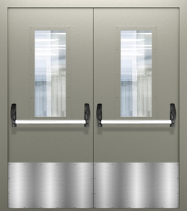Двупольная дверь со стеклом, отбойником и системой Антипаника ДПМО 02/60 (EIW 60) — №03 (NEW)