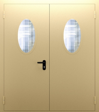 Двупольная противопожарная дымогазонепроницаемая дверь с овальным стеклом ДПМО 02/60 (EIS 60) — №01 (NEW)