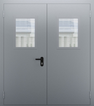 Двупольная противопожарная дымогазонепроницаемая дверь со стеклом ДПМО 02/60 (EIS 60) — №06 (NEW)