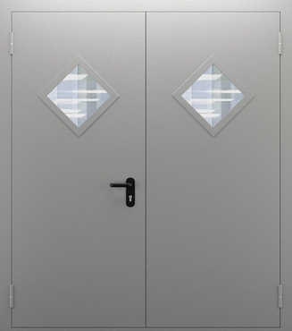 Двупольная дымогазонепроницаемая дверь со стеклом ДПМО 02/60 (EIS 60) — №09 (NEW)