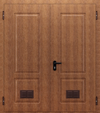Двупольная глухая дверь с МДФ и вентиляцией ДПМ 02/60 (EI 60) — №02 (NEW)