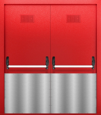 Двупольная глухая противопожарная дверь с отбойником, вентиляцией и системой Антипаника ДПМ 02/60 (EI 60) — №02 (NEW)
