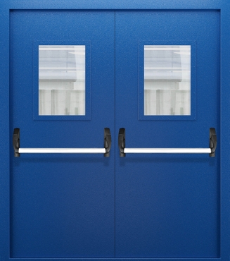 Двупольная противопожарная дымогазонепроницаемая дверь со стеклом и системой Антипаника ДПМО 02/60 (EISW 60) — №07 (NEW)