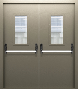 Двупольная дымогазонепроницаемая дверь со стеклом и системой Антипаника ДПМО 02/60 (EISW 60) — №08 (NEW)