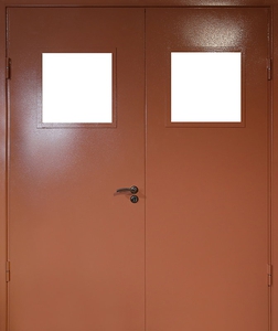 Двупольная дверь с квадратным стеклом — 002