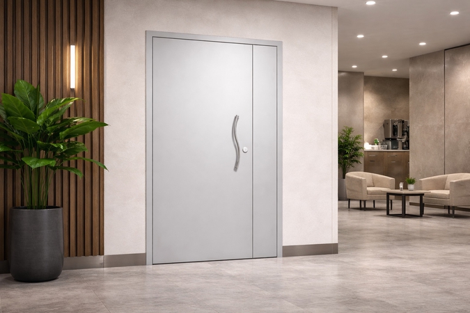 Техническая металлическая дверь на скрытых петлях