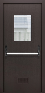 Однопольная дверь МДФ со стеклом, вентиляцией и ручкой Антипаника ДПМО 01/60 (EI 60) — №03 (NEW)