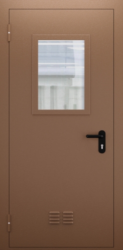 Однопольная дверь со стеклом и вентиляцией ДПМО 01/60 (EI 60) — №09 (NEW)