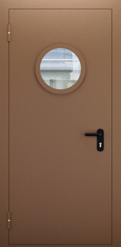 Однопольная противопожарная дверь с круглым стеклом ДПМО 01/60 (EI 60) — №07 (NEW)