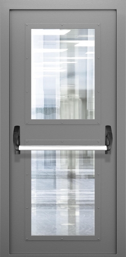 Однопольная дверь со стеклом и системой Антипаника ДПМО 01/60 (EIW 60) — №04 (NEW)