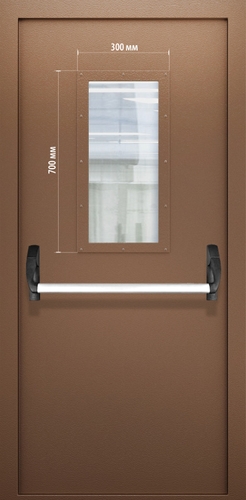 Однопольная противопожарная дверь со стеклом и системой Антипаника ДПМО 01/60 (EI 60) — №05 (NEW)