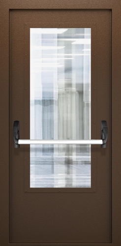 Однопольная противопожарная дверь со стеклом и системой Антипаника ДПМО 01/60 (EIW 60) — №07 (NEW)