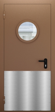 Однопольная противопожарная дверь с круглым стеклом и отбойником ДПМО 01/60 (EI 60) — №05 (NEW)