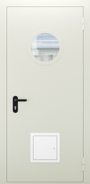 Однопольная противопожарная дверь с круглым стеклом и стыковочным узлом ДПМО 01/60 (EI 60) — №04 (NEW)