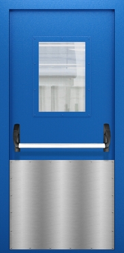 Однопольная противопожарная дверь со стеклом, отбойником и системой Антипаника ДПМО 01/60 (EI 60) — №01 (NEW)
