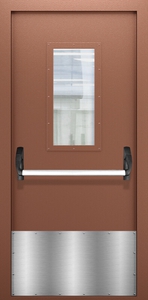 Однопольная дверь со стеклом, отбойником и системой Антипаника ДПМО 01/60 (EI 60) — №02 (NEW)